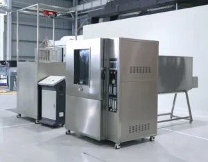 Rain test chamber for water ingress and rainfall simulation testing