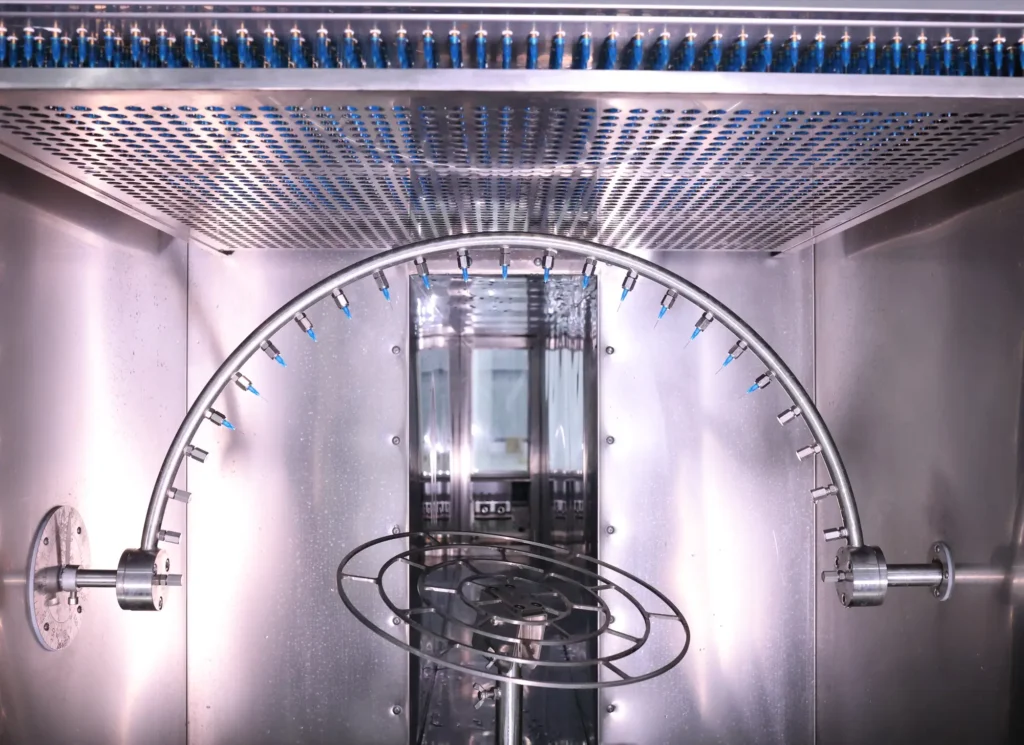 Rain oscillating arm test system for IEC water ingress testing