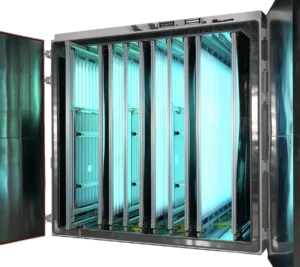 UV fluorescent lamp preconditioning chamber for photovoltaic module reliability testing