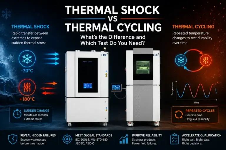 Thermal shock vs thermal cycling comparison using CME environmental test chambers